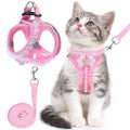 NCMAMA Cat Harness and Leash Set,Escape Proof Adjustable Kitten Harness with Cute Pink Bow,Breathable Reflective Strips Harness for Kitty Puppy Bunny for Walk Travel and Indoor Use (Pink XS)
