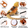 Gosknor Bearded Dragon Harness and Leash Set, 3 Sizes Super Leather Vest with Retractable Rope, Brown