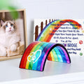 Huray Rayho Rainbow Bridge Fused Glass 3D Colorful Bridge with Sympathy Card Memorial Gift for Dog Cat Guinea Pig Lover Pet Lost Present Sorry Gift Set