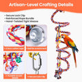 Ultra Long Bird Toys for Large Parrots - 110'' Heavy Duty Cotton Rope Birds Toy Swing, Spiral Hanging Bird Toys with Bell & Acrylic for Macaws, Cockatoos, Greys, Enrichment Parrot Toys