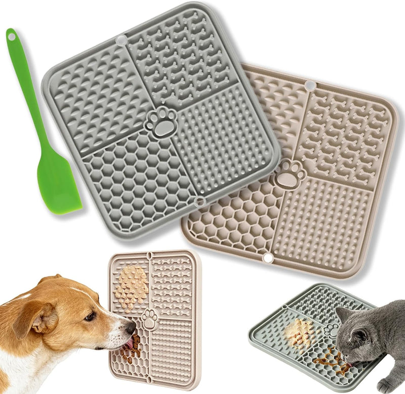 Lick Mat for Dogs and Cats, 2 Pack Silicone Lick Pad with Suction Cups