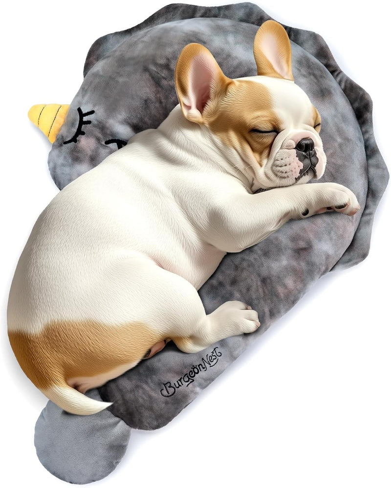 BurgeonNest Small Dog Calming Pillow for Dogs and Cats, Grey L