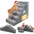 LitaiL 30" Dog Stairs&Steps for Small Dogs for High Beds 6-Step Pet Ramp Up to 30-36" High for Small Dogs & Cats, Grey No Assembly Required