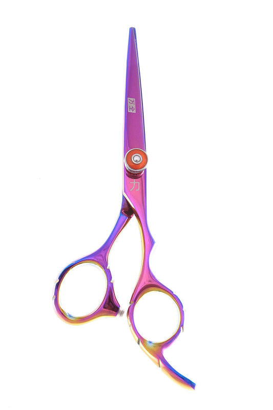 ShearsDirect Rainbow Titanium Japanese Stainless Pro Styling Shear with Ergonomic Handle, 5.5 Inch, 10 Ounce