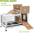 Rabbit Hutch Indoor Bunny Cage Outdoor Wood House with Wire Mesh,Brown