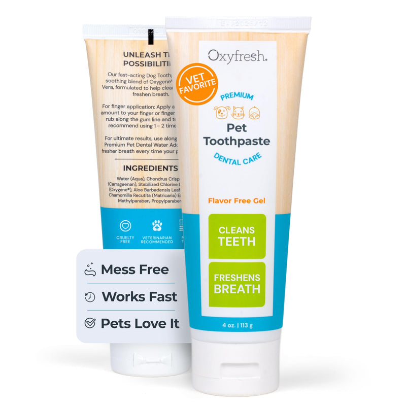 Oxyfresh Professional Cat & Dog Toothpaste, Teeth Cleaning Gel for Plaque, Tartar & Bad Breath, Vet-Approved Pet Dental Care, 4 oz