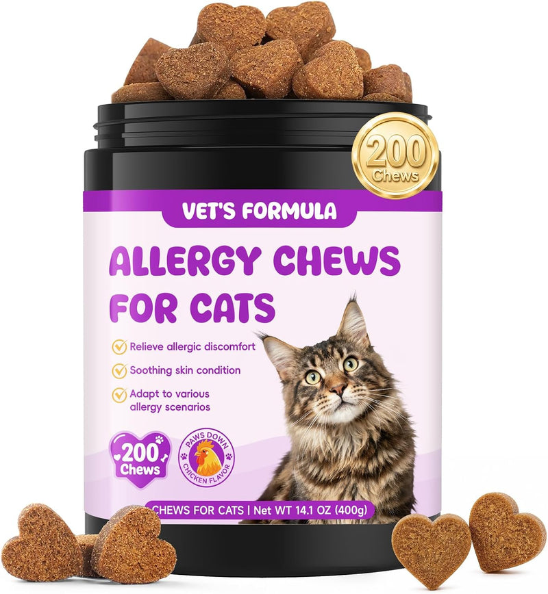 Cat Allergy Relief Chews with Omega-3 & Probiotics for All Ages & Breeds