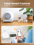 Self Cleaning Litter Box, Integrated Safety Automatic Cat Litter Box Self Cleaning 65L+9L for Multiple Cats, App Control