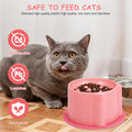 TranRantic 2 Pcs Raised Slow Feeder Cat Bowl, Plastic Elevated Cat Slow Feeder Bowl with Anti-Skid Mat, Raised Slow Cat Feeder for Dry and Wet Food (Green＆Pink)