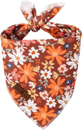 Lionet Paws Fall Dog Bandana Washable Cotton Borwn Handkerchief Scarf Triangle Floral Oxalis Bandana for Medium Large Do
