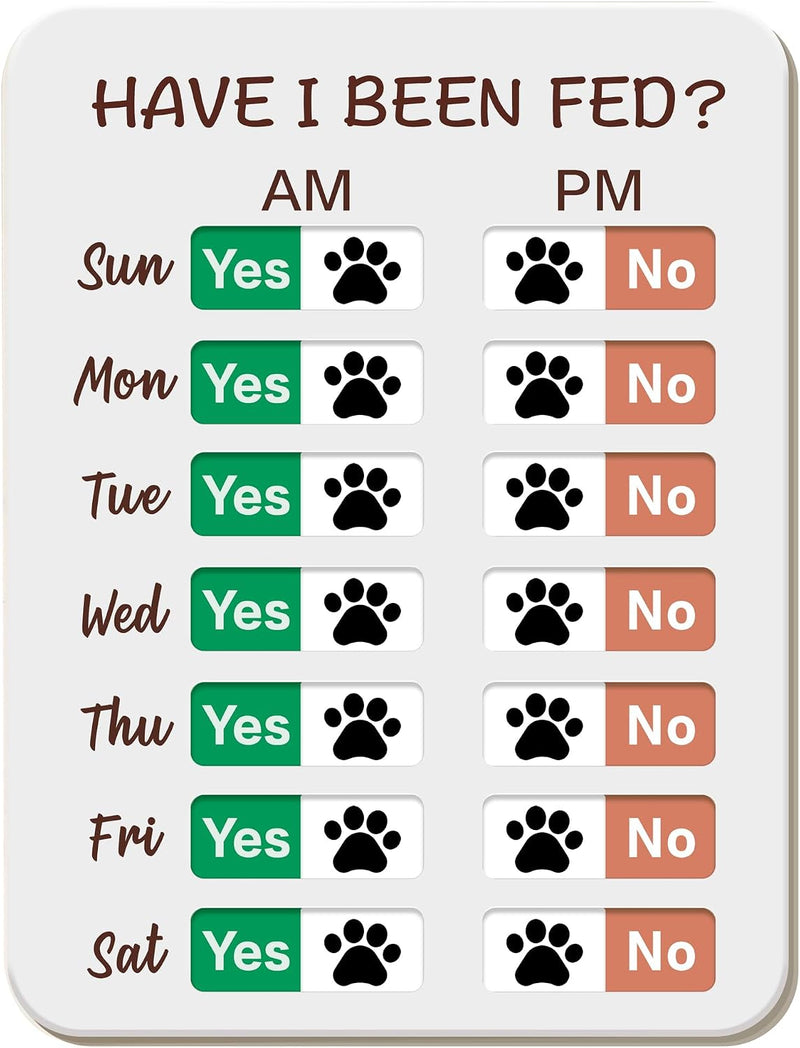 Dog Feeding Reminder, Dog Fed Sign Tracker -Daily Am/Pm Chart Slider Sign for Pet Fed and Pill Reminder, Easy to Use On 