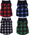 Rbenxia 4 Pieces Buffalo Plaid Dog Sweaters with Leash Ring Soft Fleece Vest Dog Pullover Warm Jacket Pet Dog Clothes Wi
