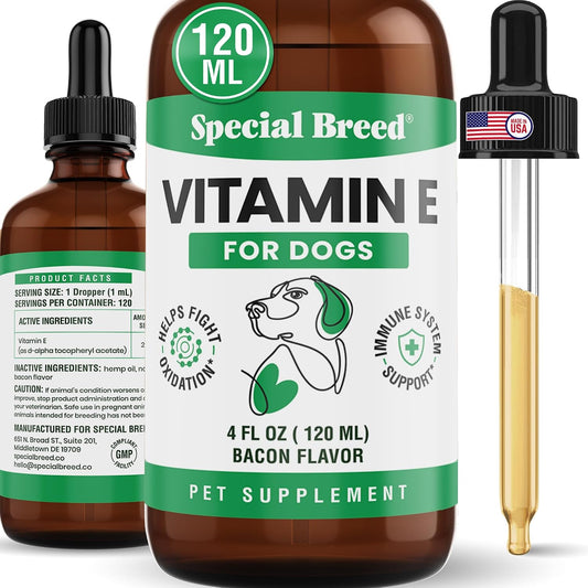 Vitamin E for Dogs Liquid 250 IU - Vitamin E Oil for Dogs Skin and Coat Support - Dog Immune Support Antioxidant Supplem