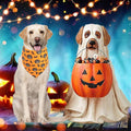 Halloween Dog Bandanas XLarge 2PCS, Fall Bibs for Boy and Girl