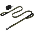 WINGOIN Dog Leash for Large Medium Dogs, Heavy Duty Dog Leashes with Double Handle, Poop Bag Holder, Metal Clip, Car Seat Belt Buckle, Reflective Tactical Pet Lead for Walking, Training (Green, 6FT)