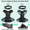 WINSEE Dog/Pet Harnesses No Pull with Dog Collar, Adjustable Reflective Oxford Outdoor Vest, Front/Back Leash Clips for 