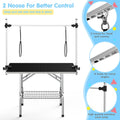 Lyromix 46''Large Dog Grooming Table, Adjustable Cat Drying Desktop with Arms, Nooses, Mesh Tray, Foldable Pet Station a