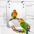 BWOGUE 7 Inch Bird Mirror with Rope Perch Cockatiel Mirror for Cage Bird Toys Swing Parrot Cage Toys for Parakeet Cockatoo Cockatiel Conure Lovebirds Finch Canaries