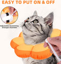 PUPTECK Cat Cone Collar Soft, Adjustable Collar Protective Recovery Alternative, Comfortable Elizabethan Flower Pet Collar Lightweight Stop Licking Neck Cone for Cats After Surgery, Orange M