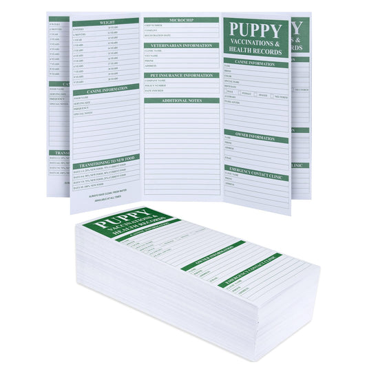 KAIU 100 Pack Puppy Shot Record Cards, Dog Vaccination Record Cards, Tri-fold Dog Health Record Sheets, Canine Health Log for Shots, Breeders & Pet Owners, Essential Puppy Supplies
