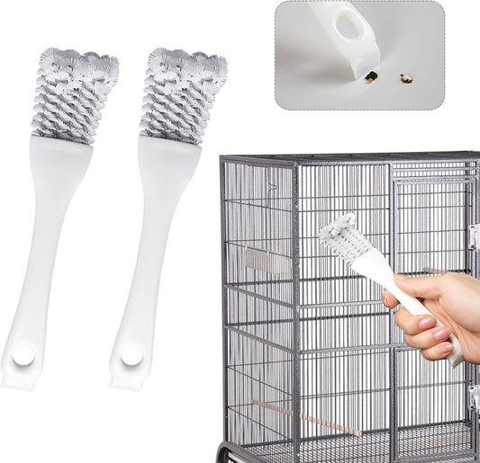 Bird Cage Cleaner with Long Handle & Shovel – Hard Bristles Easy Bird Droppings Removal Brush for Parrot & Pet Cages & B