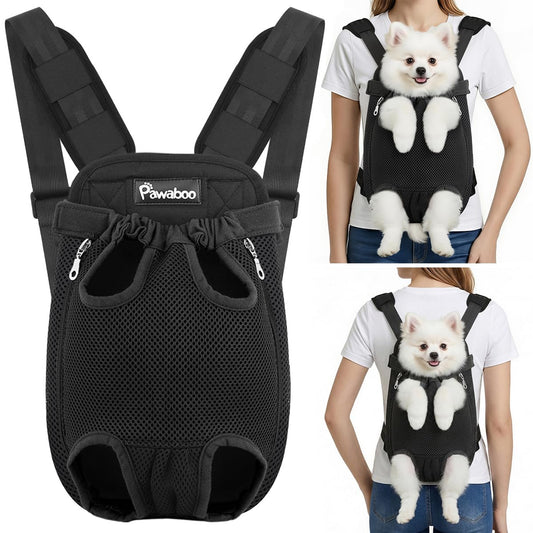 Pawaboo Adjustable Dog Carrier Backpack, Pet Front Cat Carrier Bag for Traveling Hiking, Pet Carriers Backpack for Small Dogs Puppies Cats 13-16lbs, XL, Black