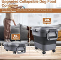 Dog Food Storage Container, 10-20 lbs Airtight Collapsible Cat Food Storage Container with Attachable Wheels, Portable H