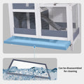 2-Story Guinea Pig Cages Wooden Indoor Rabbit Hutch Hamster Cage with Openable Roofs, Removable Tray and Wide Ramp, Smal