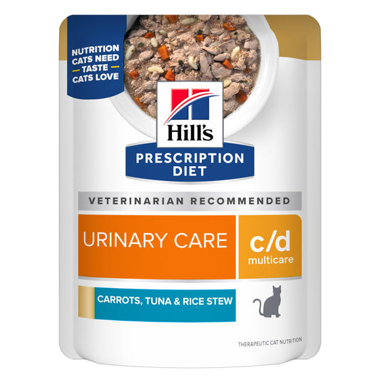 Hill's Prescription Diet c/d Multicare Wet Cat Food, Carrots, Tuna, & Rice Stew, 2.8 oz. Pouches, 24-Pack