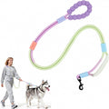 EffiBrill Hands Free Dog Leash Dual Handle, Wearable Leashes for Dogs, Padded Waist Belts and Rotating Metal Clip, for Medium and Large Dogs Walking Training Running, 6.5FT, Purple-Green