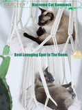 KARCEEY Macrame Cat Hammock Hanging Bed - Boho Wall Swing with Catnip Cushion for Wall Climber & Window Perch - Hardware