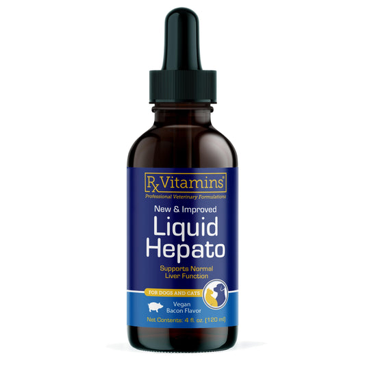 Rx Vitamins Liquid Hepato Support for Dogs & Cats - Liver Support Supplement with Milk Thistle for Dogs (Silymarin & Silybinin) and Vitamin B - Bacon Flavor (4oz)
