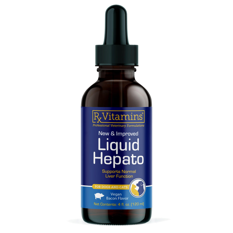 Rx Vitamins Liquid Hepato Support for Dogs & Cats - Liver Support Supplement with Milk Thistle for Dogs (Silymarin & Silybinin) and Vitamin B - Bacon Flavor (4oz)
