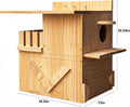 Extra-Large 3-Chamber Squirrel Nesting Box with Dual Platforms - Handmade 2-Story Solid Wood House for Squirrels & Chipm