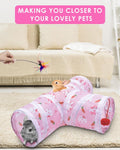 Bissap Rabbit Tunnel, 9.8'' Collapsible Bunny Tunnel and Tube 3 Ways Pet Hideout with 1 Play Ball for Indoor Kittens Dwa
