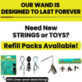 Forever Stick - Unbreakable Cat Wand Toy | Solid 1-Piece Fiberglass Rod - Bends, Doesn’t Break | 3-Year Warranty | 36 Inch Cat Fishing Pole Toy with Spinning Feather Toy | 2-in-1 String Toy and Teaser