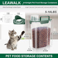 LEAWALK 5-7Lbs Cat Dog Storage Container, Portable Pet Food Containers with Upgraded Large Spout and Cup, Small Animal Kibble Dispenser for Bird Seed, Oatmeal, Rice, Flour, Brown Sugart-Dark Green