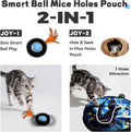 KiwiLove Interactive Cat Toy with Motion Activated Ball & 7-Hole Play Mat, Hide and Seek Exercise Game for Indoor Cats, Automatic Moving Cat Ball in Pouch, Rechargeable Kitten Toys (Starry Night)