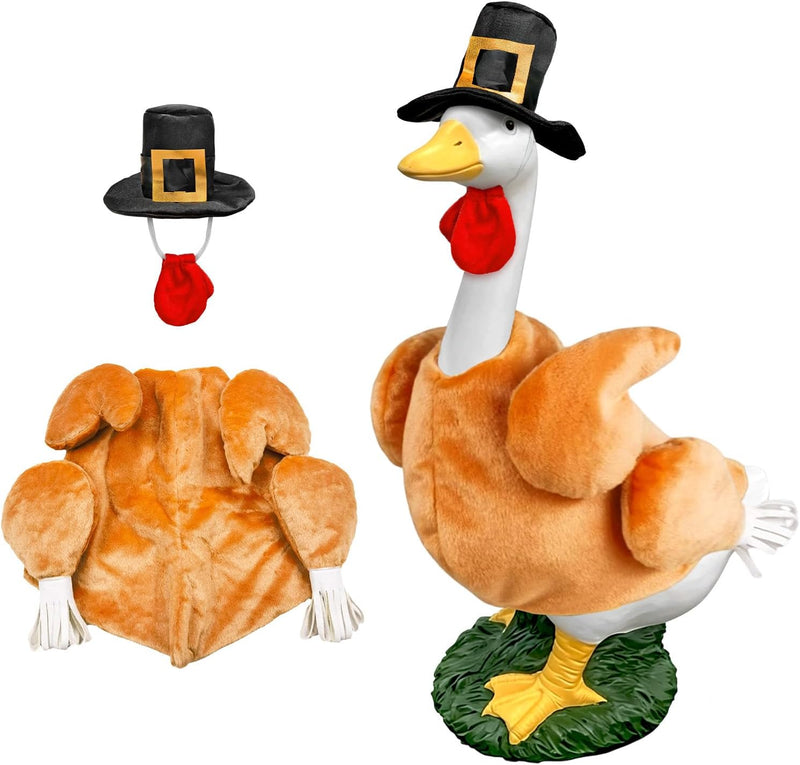 Fall Porch Goose Outfits Thanksgiving Turkey Porch Goose Outfit Costume Lawn Courtyard Garden Harvest Decoration