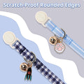 LIONET PAWS 2 Pack Breakaway Cat Collars, Cute Soft Cotton Plaid Gingham & Blue Stripe Kitten Collars with Bell for Boy 