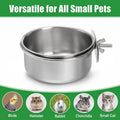 Okllen 4 Pack Bird Feeding Dish Cups, Detachable Stainless Steel Bird Food Bowls with Clamp for Chinchilla Parrot Cockatiel Conure Budgies Parakeet Small Animal