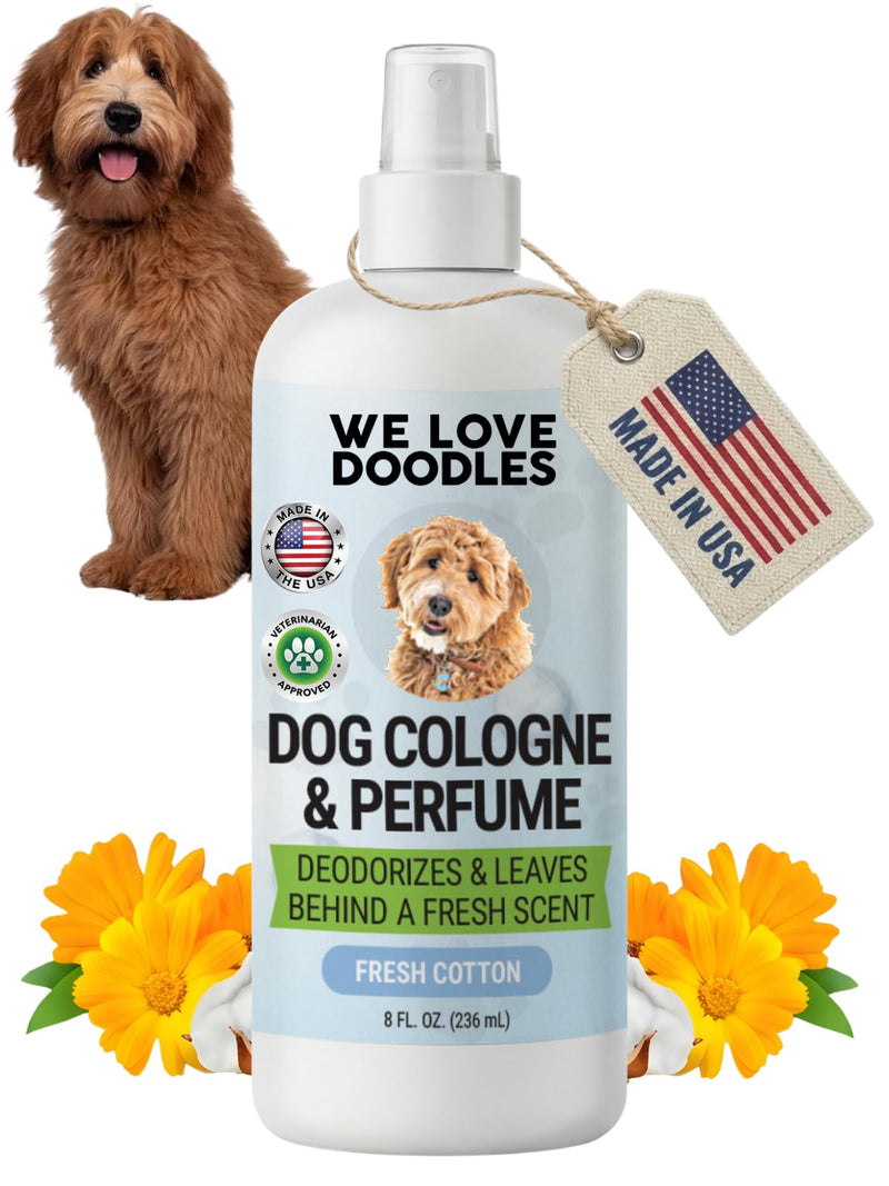Dog Cologne & Perfume, Deodorizing, Long Lasting After Bath, Deodorant For Smelly Dogs, Pawfume For Pets, Odor Eliminator Spray Puppies, Fresh Cotton [We Love Doodles]