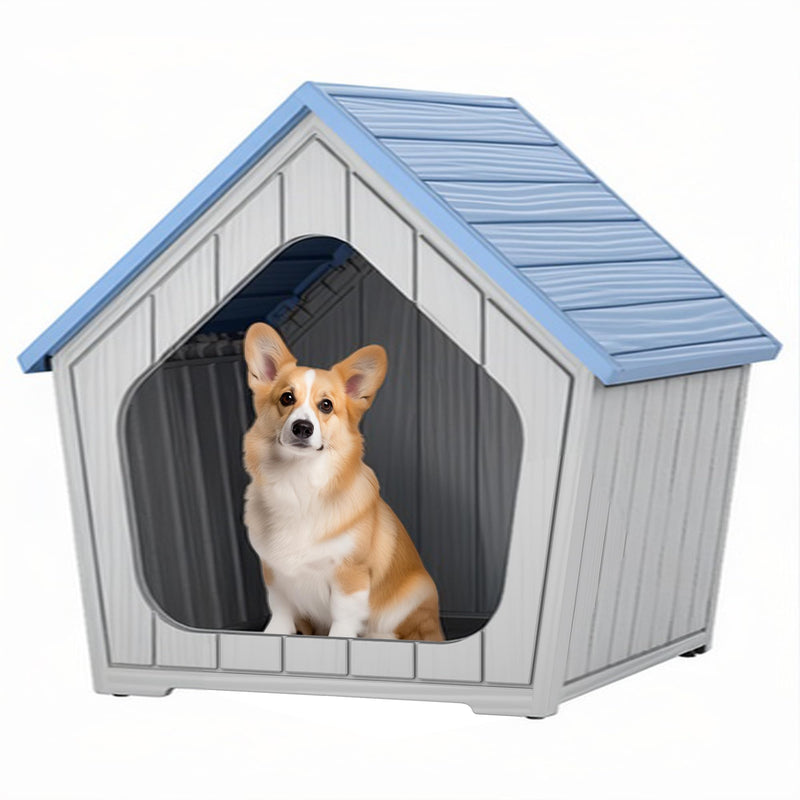 Fancyango Outdoor & Indoor Dog House for Weatherproof and Stylish Furniture, Dog House Outdoor, Multi - Use for Small and Medium Dogs (Blue, 23.43