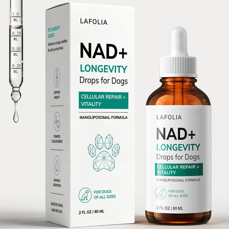 NAD+ Drops for Dogs, Dog Longevity Supplement with NMN & Resveratrol, 2 oz