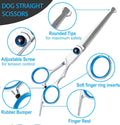 5 in 1 Premium Dog Grooming Scissors, Professional Dog Scissors for Grooming with Safety Round Tips, Lengnoyp Stainless Steel Thinning Shears, Pet Cat Shears for Grooming Kit