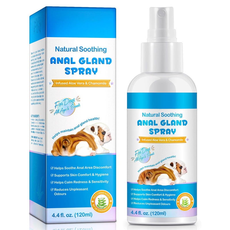 jollifish Anal Gland Spray for Dogs 120ml | Dog Anal Gland Support with Aloe Vera & Chamomile, Helps Relieve Discomfort, Deter Scooting, Reduce Odors & Soothe Irritation, 4.4 Fl Oz