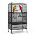 Falzqq Large Bird Cage Cover Bird Cage Seed Catcher 118 x 31 Inches Adjustable Elastic Band Mesh Birdcage Cover Net Skirt for Parrot Parakeet Macaw African Cages (Black)