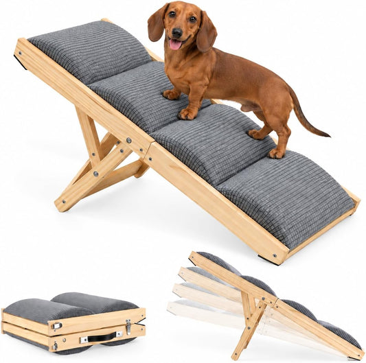Dog Ramp for Bed & Couch, Folding & Ajustable Pet Steps 13.8'' - 20.5'' H