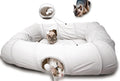 XxingSheep 4 Ways Shuttled XL Cat Tunnel Bed for Indoor Cats Peekaboo Cat Cave Donut with Cool Mat