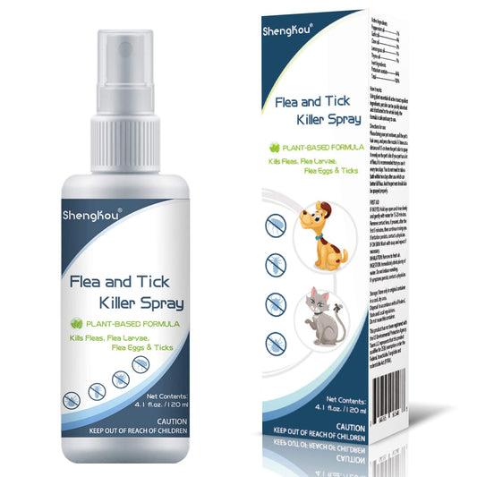 Flea and Tick Spray for Pets and Home - Plant-Based Essential Oil Formula - Natural and Effective Treatment for Ticks, Fleas and Insects - Indoor and Outdoor Use - Charity Donation Included